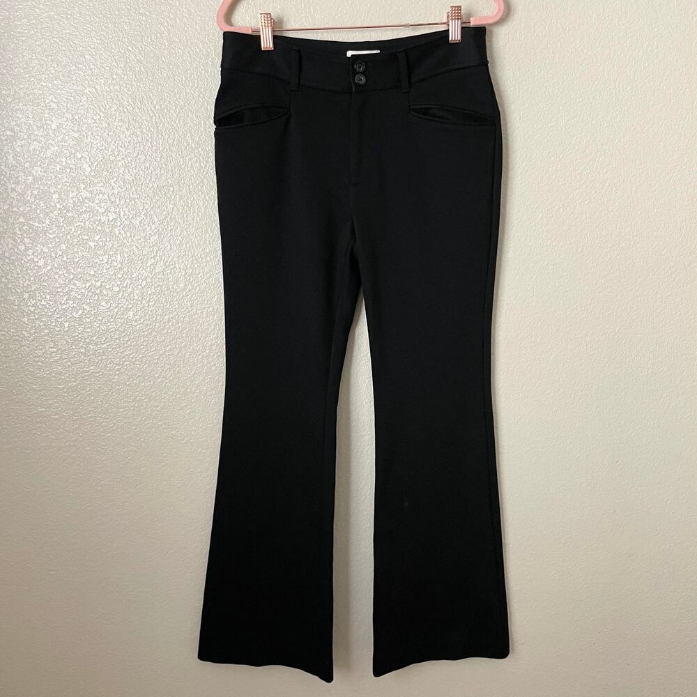 Anthropologie Pants Womens Size 6 Black Essential Trouser Flared Twill Preppy - Picture 3 of 11